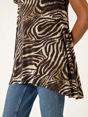 Roman Natural Zebra Print Hanky Hem Blouse - Image 5 of 5