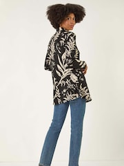 Roman Black Floral High Neck Swing Blouse - Image 3 of 5