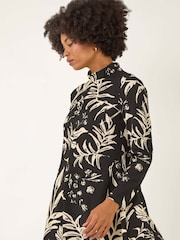 Roman Black Floral High Neck Swing Blouse - Image 4 of 5