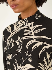 Roman Black Floral High Neck Swing Blouse - Image 5 of 5