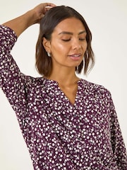 Roman Purple Floral Puff Print Stretch Shirt - Image 1 of 5