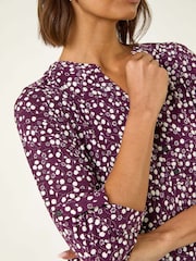 Roman Purple Floral Puff Print Stretch Shirt - Image 5 of 5