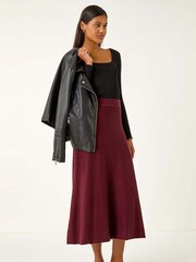 Roman Red Shimmer Knit Midi Skirt - Image 2 of 5