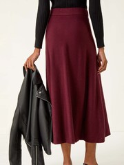 Roman Red Shimmer Knit Midi Skirt - Image 4 of 5