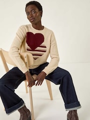 Roman White Heart Crew Neck Knit Jumper - Image 1 of 5