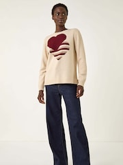 Roman White Heart Crew Neck Knit Jumper - Image 2 of 5