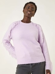 Roman Purple Tassle Crew Neck Knit Jumper - Image 4 of 5