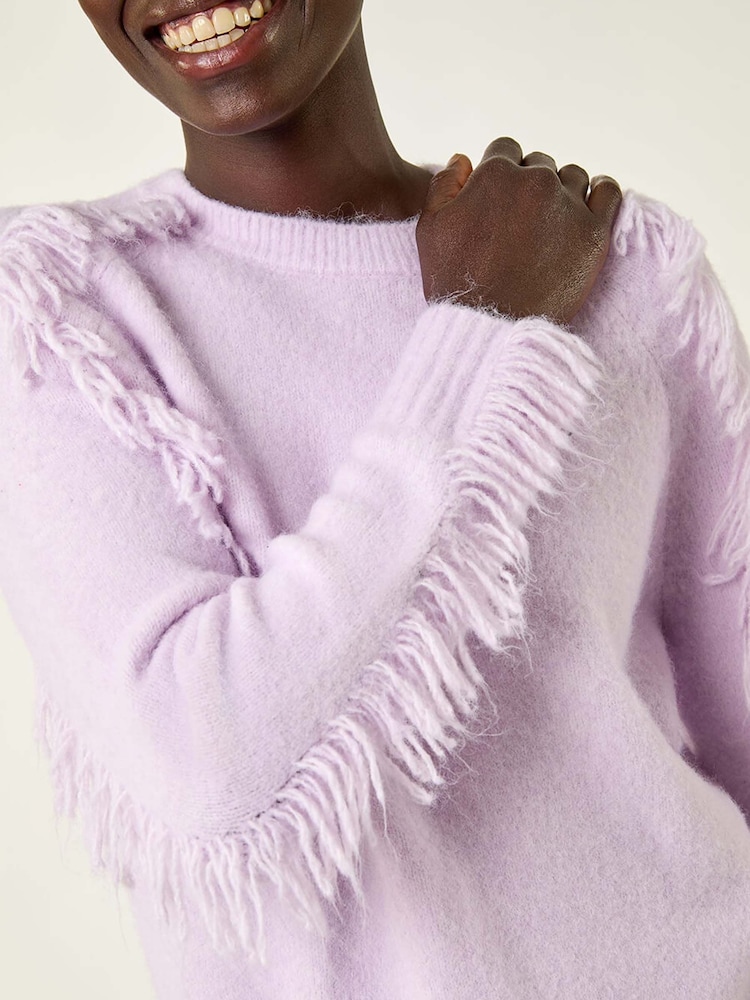 Roman Purple Tassle Crew Neck Knit Jumper - Image 5 of 5 Roman Purple Tassle Crew Neck Knit Jumper - Image 5 of 5