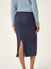 Roman Blue Cable Knit Midi Pencil Skirt - Image 3 of 5