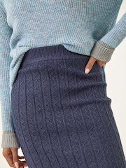 Roman Blue Cable Knit Midi Pencil Skirt - Image 5 of 5