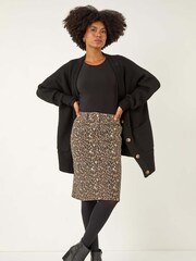 Roman Brown Animal Print A-Line Skirt - Image 1 of 5