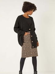 Roman Brown Animal Print A-Line Skirt - Image 2 of 5