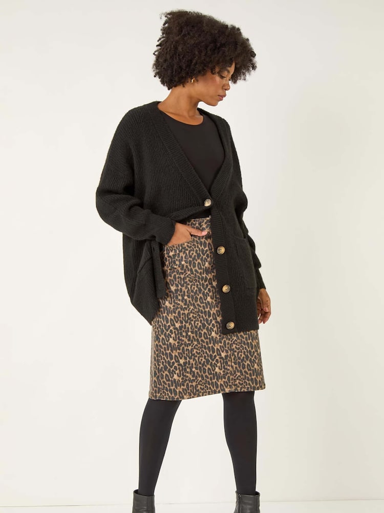 Roman Brown Animal Print A-Line Skirt - Image 2 of 5
