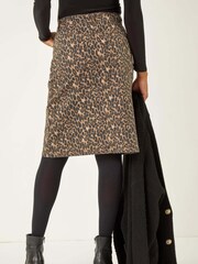 Roman Brown Animal Print A-Line Skirt - Image 3 of 5