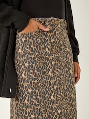 Roman Brown Animal Print A-Line Skirt - Image 5 of 5