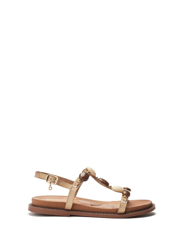 Moda in Pelle Nicca Jewel Stone T-Bar Comfort Sandals - Image 1 of 4