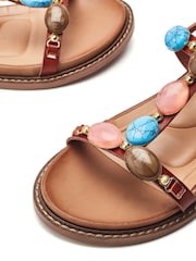 Moda in Pelle Nicca Jewel Stone T-Bar Comfort Sandals - Image 3 of 4