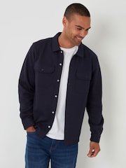 Threadbare Green Pique Popper Fastening Shacket - Image 1 of 4