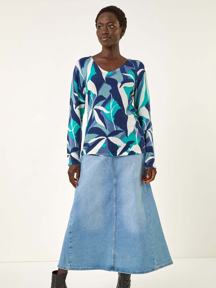Roman Abstract V-Neck Knit Jumper - Imagem 2 de 5