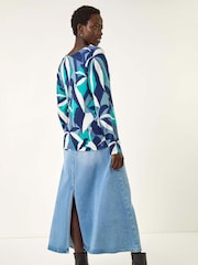 Roman Abstract V-Neck Knit Jumper - Imagem 3 de 5