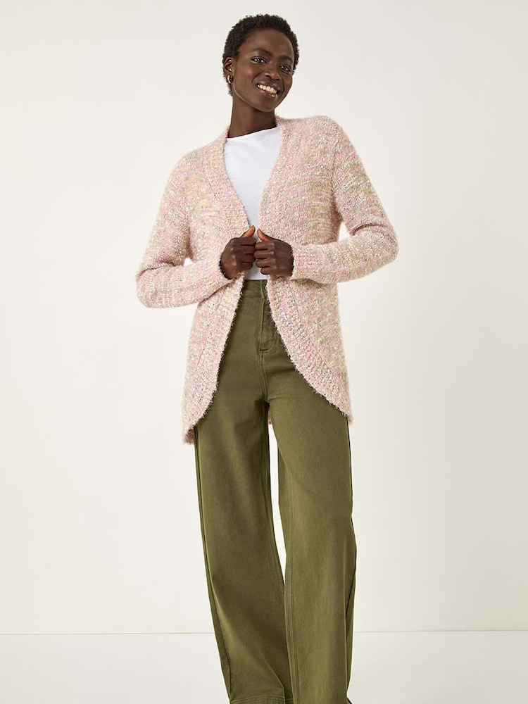 Roman Pink Speckled Popcorn Knit Cardigan - Image 2 of 5 Roman Pink Speckled Popcorn Knit Cardigan - Image 2 of 5