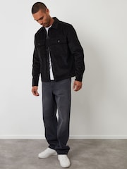 Threadbare Black Relaxed Cropped Fit Corduroy Shacket - Image 3 of 4