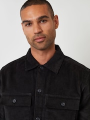 Threadbare Black Relaxed Cropped Fit Corduroy Shacket - Image 4 of 4
