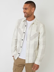 Threadbare Cream Brushed Check Shacket - Image 1 of 4