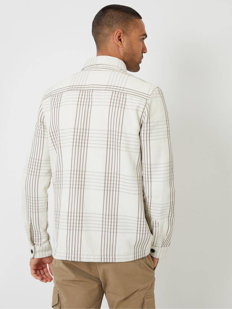 Threadbare Cream Brushed Check Shacket - Image 2 of 4