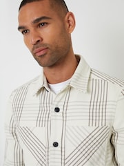 Threadbare Cream Brushed Check Shacket - Image 4 of 4