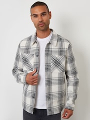 Crema - Threadbare Check Waffle Textured Shacket - Imagen 1 de 4