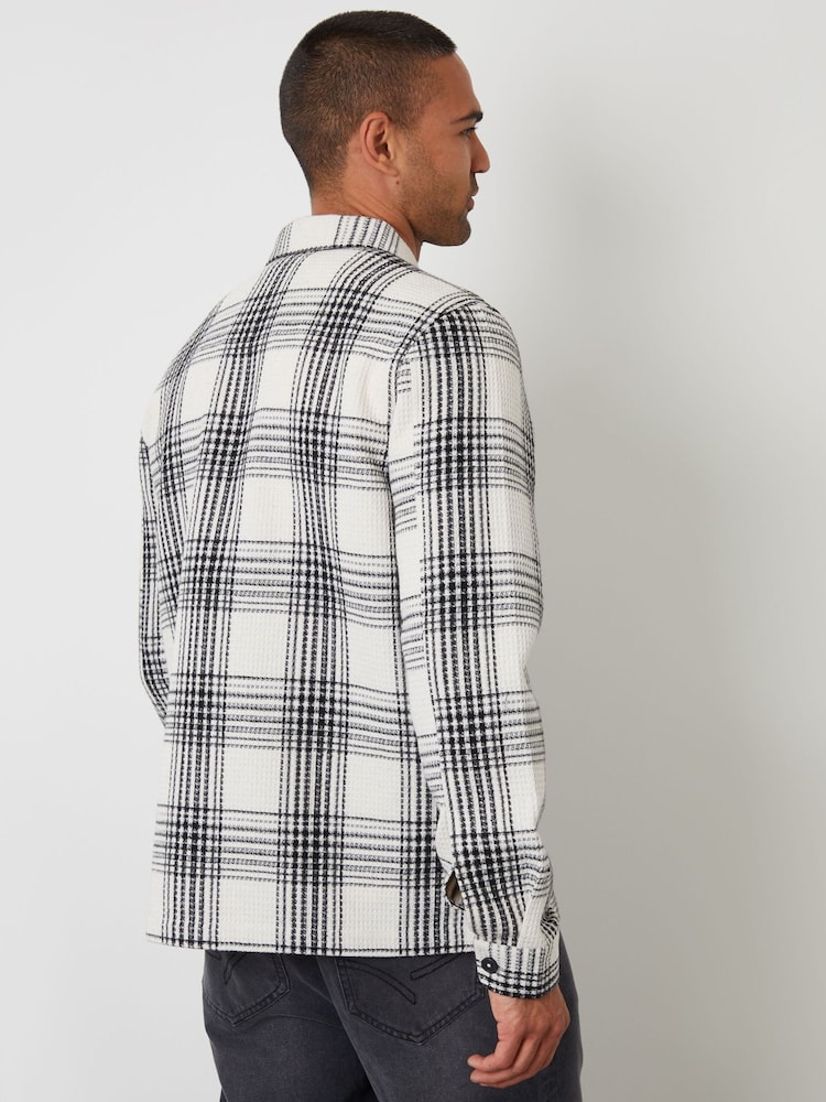 Threadbare Cream Check Waffle Textured Shacket - Image 2 of 4 Threadbare Cream Check Waffle Textured Shacket - Image 2 of 4