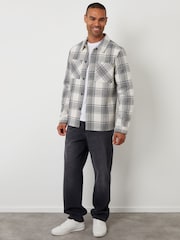 Crema - Threadbare Check Waffle Textured Shacket - Imagen 3 de 4
