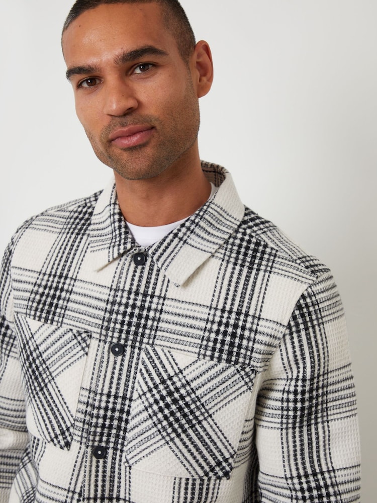 Threadbare Cream Check Waffle Textured Shacket - Image 4 of 4 Threadbare Cream Check Waffle Textured Shacket - Image 4 of 4