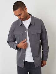 Threadbare Grey Cargo Pocket Shacket - Image 1 of 4