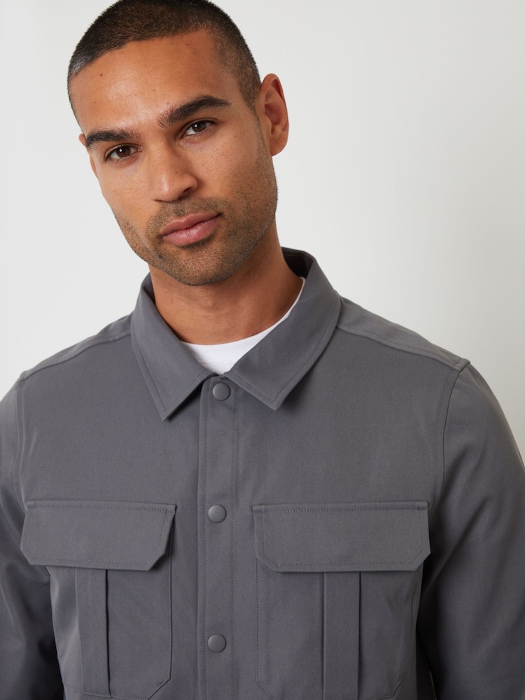 Threadbare Grey Cargo Pocket Shacket - Image 4 of 4 Threadbare Grey Cargo Pocket Shacket - Image 4 of 4