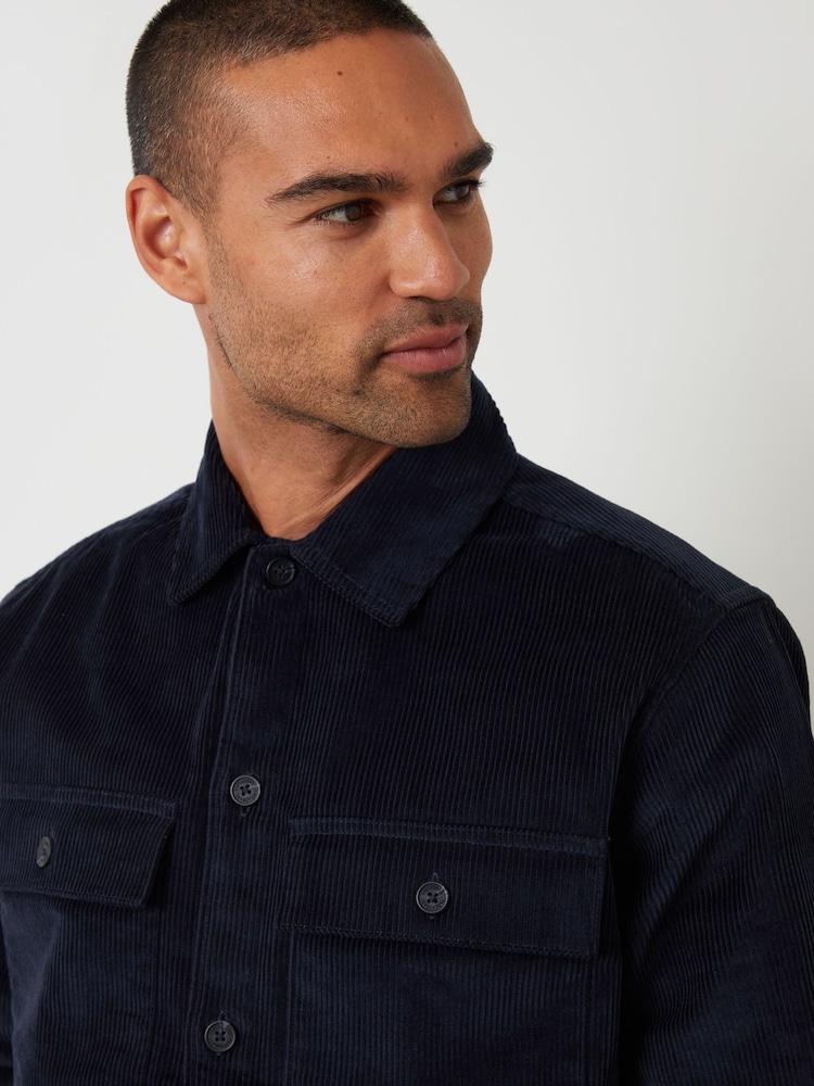 Threadbare Blue Relaxed Cropped Fit Corduroy Shacket - Image 4 of 4 Threadbare Blue Relaxed Cropped Fit Corduroy Shacket - Image 4 of 4