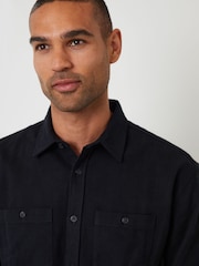 Threadbare Black Cotton Flannel Relaxed Fit Shirt - Image 4 of 4