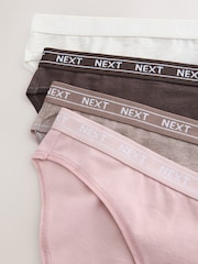 Neutral Marls High Leg Cotton Logo Knickers 4 Pack - Image 11 of 11