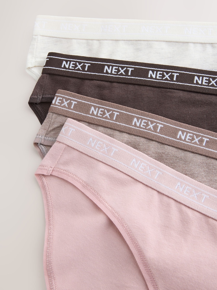 Neutral Marls High Leg Cotton Logo Knickers 4 Pack - Image 11 of 11 Neutral Marls High Leg Cotton Logo Knickers 4 Pack - Image 11 of 11