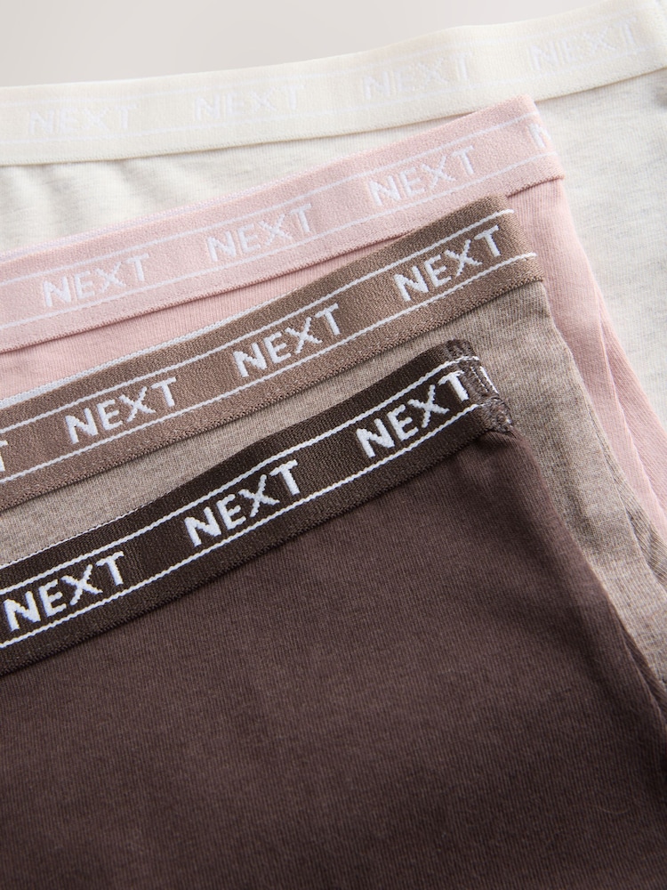 Neutral Marls Short Cotton Logo Knickers 4 Pack - Image 7 of 7