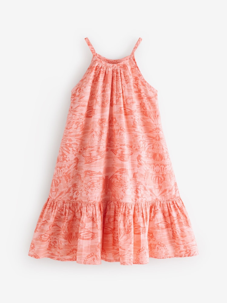 Orange Butterfly Print Strappy Mini Dress - Image 1 of 1