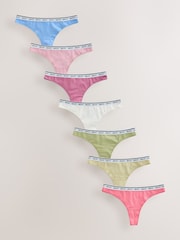 Pastels Thong Cotton Logo Knickers 7 Pack - Image 1 of 10
