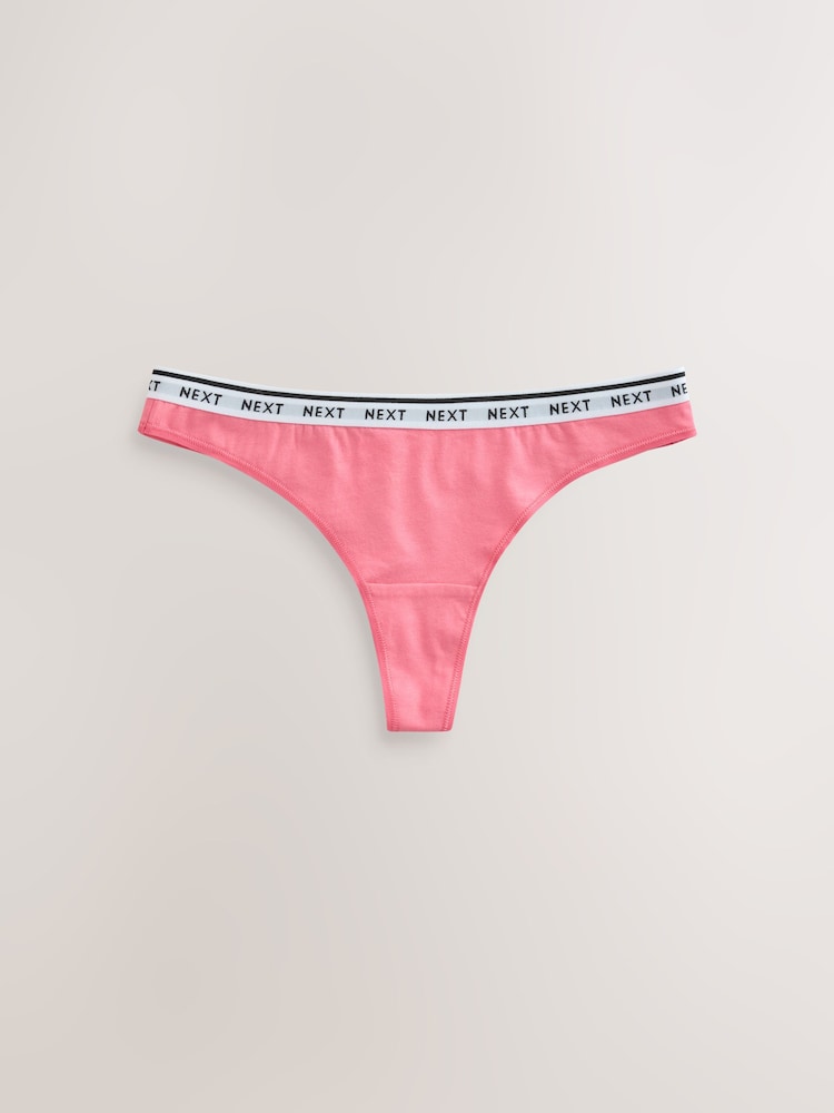 Pastels Thong Cotton Logo Knickers 7 Pack - Image 2 of 10