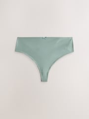 Green/Blue High Waisted Thong Cotton Rich Knickers 7 Pack - Image 11 of 14