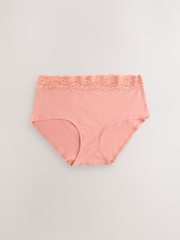 Peach Pink Midi Cotton and Lace Knickers 10 Pack - Image 7 of 17