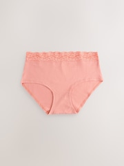 Peach Pink Midi Cotton and Lace Knickers 10 Pack - Image 8 of 17