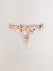 Floral Thong Cotton and Lace Knickers 4 Pack - Image 2 of 7