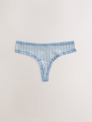 Floral Thong Cotton and Lace Knickers 4 Pack - Image 4 of 7