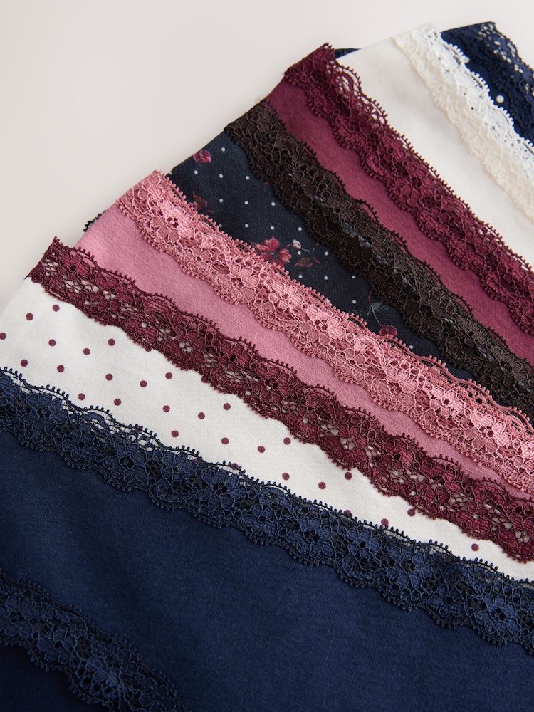 أسود مورّد/توتي - حزمة سراويل داخلية من 7 قطع مصنوعة من القطن والدانتيل - صورة 10 من 10 أسود مورّد/توتي - حزمة سراويل داخلية من 7 قطع مصنوعة من القطن والدانتيل - صورة 10 من 10